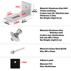 10 Pcs Solar Panel Mounting L Bracket,Thick 5.3mm Aluminum Alloy Support Hardware,for RV Boat Off Grid Roof, Solar Panel Motor Home Roof