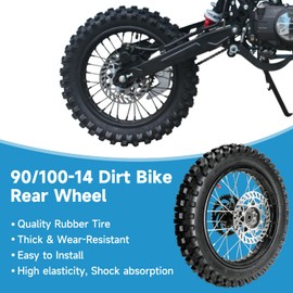 EOPOAYI 14" Wheel Rim 90/100-14 3.00-14 Rear Tire Assembly Compatible with 125cc 150cc Apollo TTR125 SSR KLX125 RM80 TaoTao DB17 Off Road Pit Dirt Bike Parts Brake Rotor 428 Chain 41T Sprocket