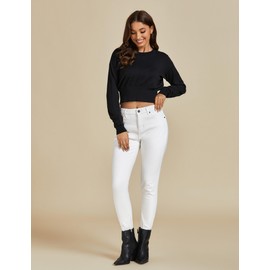 luvamia Pants for Women Trendy High Waisted Skinny Jeans Womens Fleece Lined Pants Womens Jeans Size 8 Denim Jeggings for Women Fleece Lined Pants Women Cream White Size Medium US Size 8 to Size 10