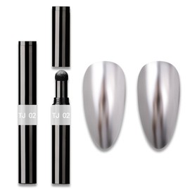Virellay Chrome Nail Powder Pen - Nagel Glitzer Magic Powder Stift Spiegeleffekt DIY Nail Art Dekoration (Silber, Normal)