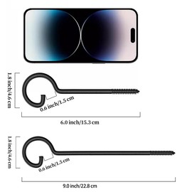 shikaman Screw Hooks,Screw in Hooks for Bird Feeder Hanger, Outdoor String Lights Hooks 6inch 10pcs