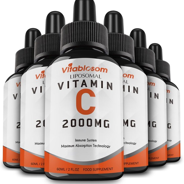 Liposomal Vitamin C 2000mg Liquid for Adults, High Absorption VIT C, Maximize Vitamin C, Good for Immune System & Antioxidant, 60ML (6 Bottle)