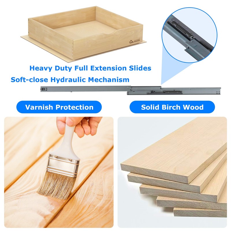 WelFurGeer Soft Close Pull Out Drawer for Kitchen Cabinets, 20"