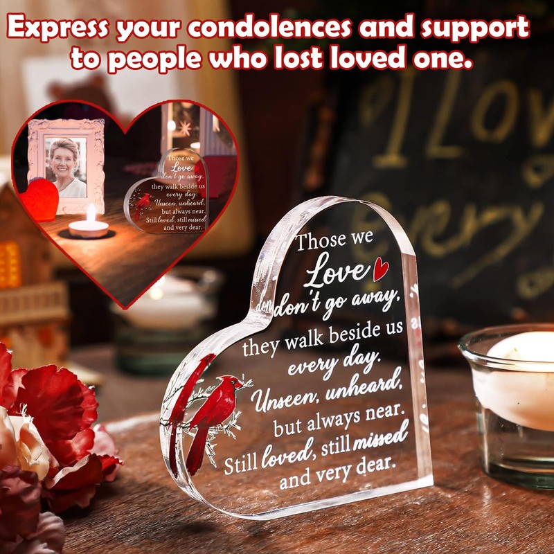 Mssor Memorial Cardinal Memorial Heart - 6x6 Acrylic Bereavement Gift,