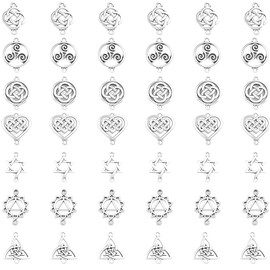 42pcs Celtic Knot Charms, Irish Traditional Pendants Antique Silver Alloy Good Luck Charms for DIY Jewelry Making Bracelet Necklace, 7 Styles