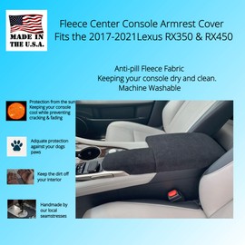 Auto Console Covers- Fits The Lexus RX350 2017-2021 Center Console Armrest Cover Fleece Fabric. This Console Cover is not Sold or Created by Toyota Motor Co.(Dark Gray)