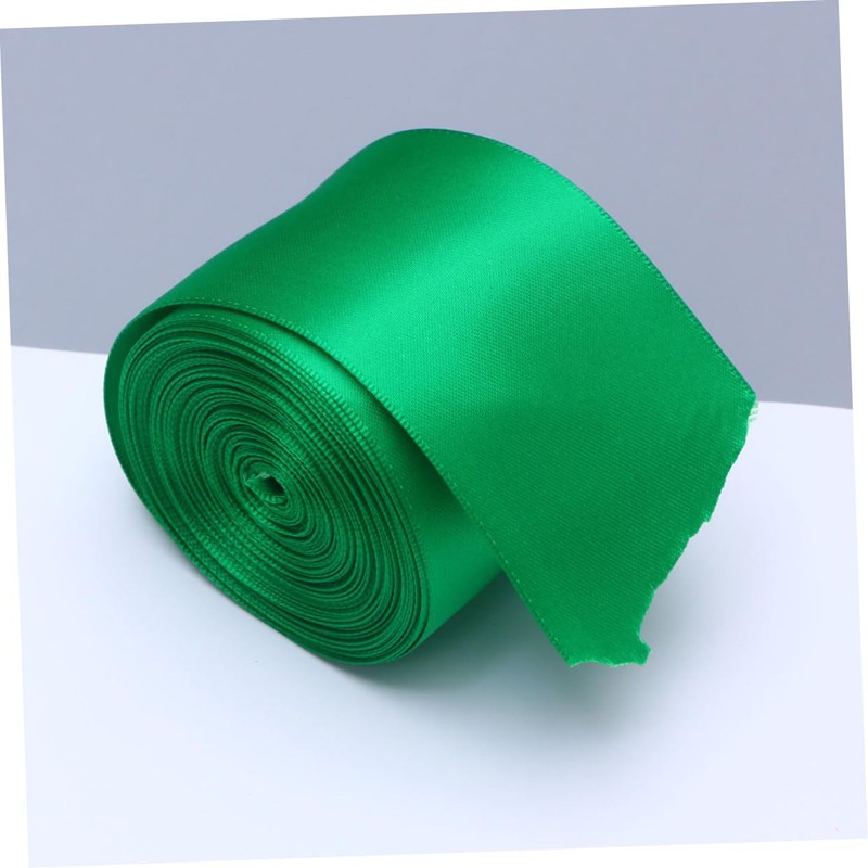 TEHAUX 1Roll Double Sided Satin Ribbon Green for Wedding Decorations