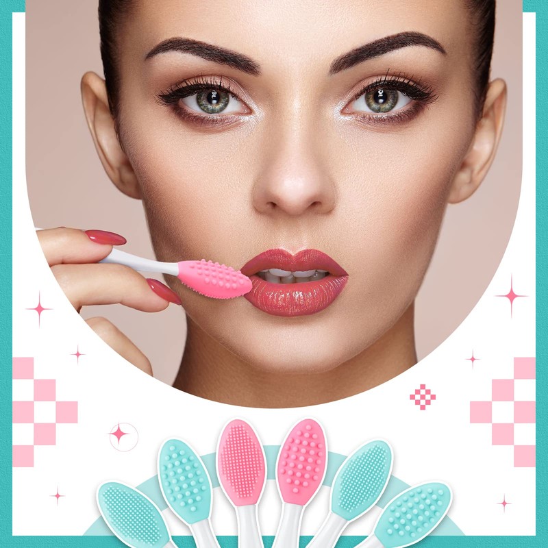 24 Cepillo de Labios Exfoliante de Silicona con Envase, Depurador