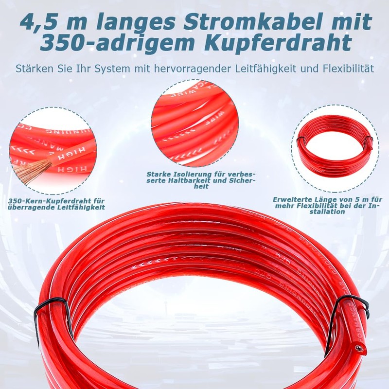 Abnaok Car Amplifier Cable Set, 10 GA, Connection Set, Car