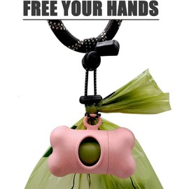 SHAOUMAN Poop Bag Dispenser Dog Poop Bags Holder Poop Bag Holders for Leashes with Leak-Proof Green Poop Bags for Leash On The Go for Walking Dogs Outdoor((1 Holder 15 Bags,Pink Dog Bag Holder)