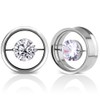 COOEAR 1 Pair Stainless Steel Tunnels Gem Ear Plugs Eyelet