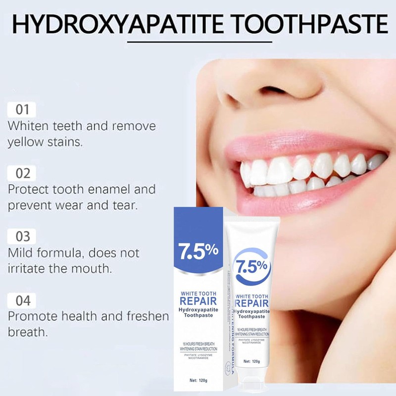 7.5% Hydroxyapatite Toothpaste, Fluoride-Free Hydroxyapatite Toothpaste Whitening 7.5, 7.5% Nano