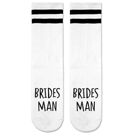 Grace Yonks Brides Man Socks,Bridal Party Socks,Bridesmaid Gifts,Wedding Socks, Bridesmaid Proposal, Bachelorette Party.(white) (Brides Man)