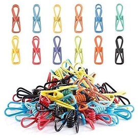 Chip Clips Bag Clip - 40 Pack Steel Wire Clips PVC coated Multi-purpose Clothes Pins for Home Office Colorful Pins Clip
