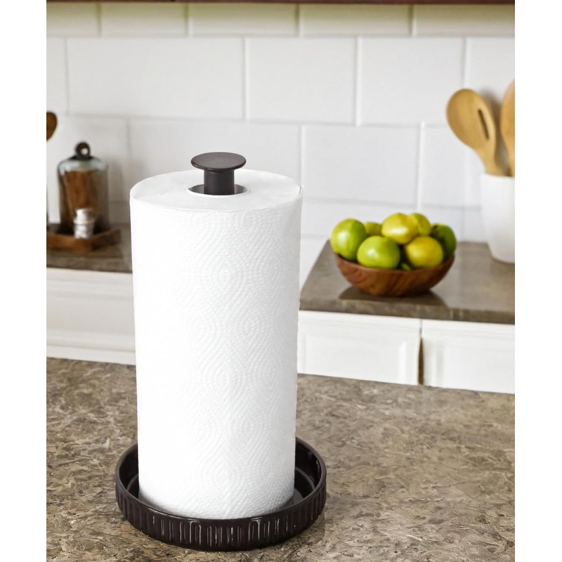 VROOMIUM Paper Towel Holder Countertop, Ceramic Base Easy-to-Clean, 1.5 lbs,