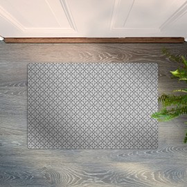 Shape28 Small Area Rug Mat Ultra-Thin Kitchen Rug Entrance Mat with Non Slip Rubber Backing Size 28 inches x 20 inches Color Gray Design 6M