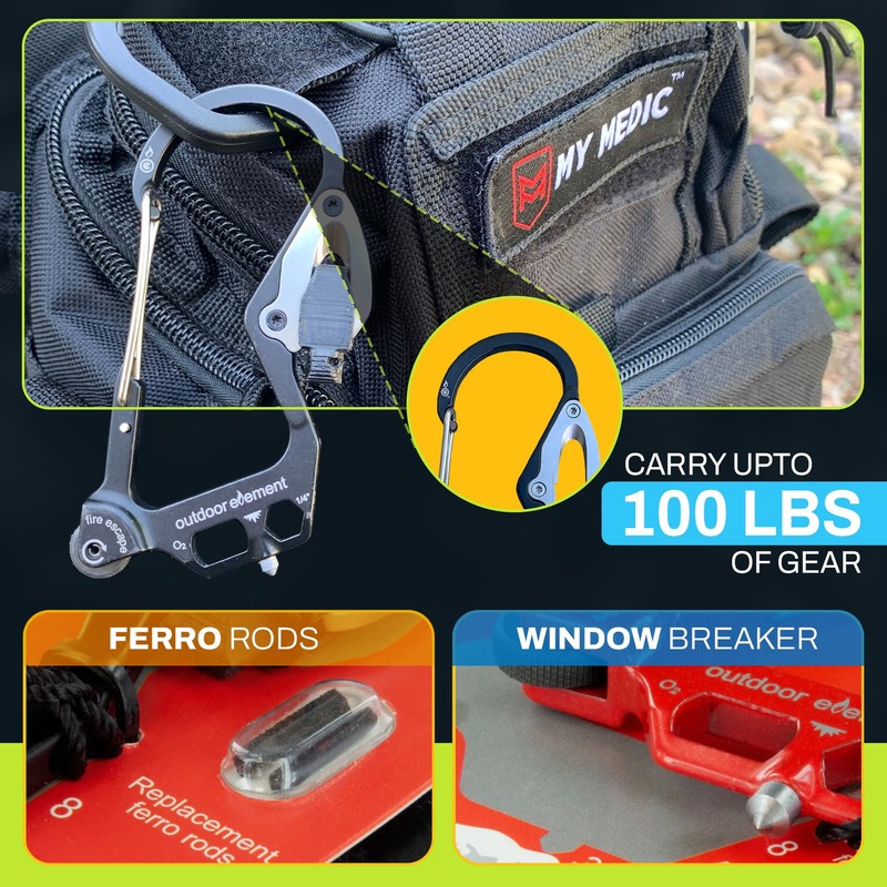 Outdoor Element, Multi-tool for Outdoor Camping, Fire Escape, Multi-functional Tool,