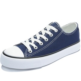 Obtaom Zapatos de lona para mujer, zapatos bajos de moda, zapatos para caminar, marino, 10
