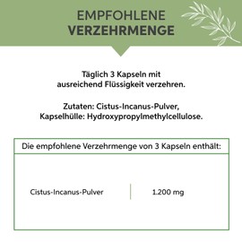 Organic Cistus Incanus Capsules Pack of 1000 | High Dose 1200 mg Daily Dose | Cistus Capsules Vegan | 100% Pure Rock Rose Herb without Additives