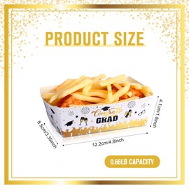 50 Pcs Graduation Snack Trays Disposable Food Holder Congrats Grad Paper Food Trays Wedding Popcorn Tray Birthday Party Supplies for Graduation Party Supplies Popcorn Decoration Platter (Black)