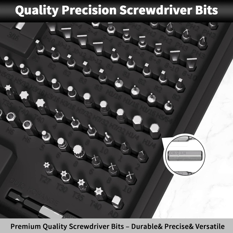 ENERTWIST 228 Pcs Screwdriver Bit Set, CR-V 1/4" Hex Shank