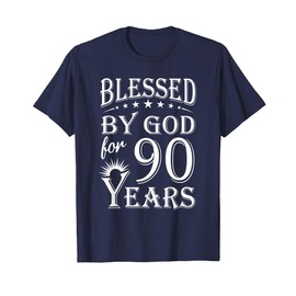 Vintage Blessed by God for 90 years Happy 90th Birthday T-Shirt