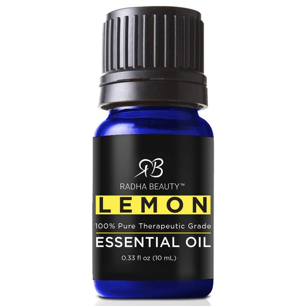 Radha Beauty Lemon Essential Oil 10ml - 5X Extra Strength 100% Pure & Natural Therapeutic Grade - Steam Distilled Premium Quality Oil