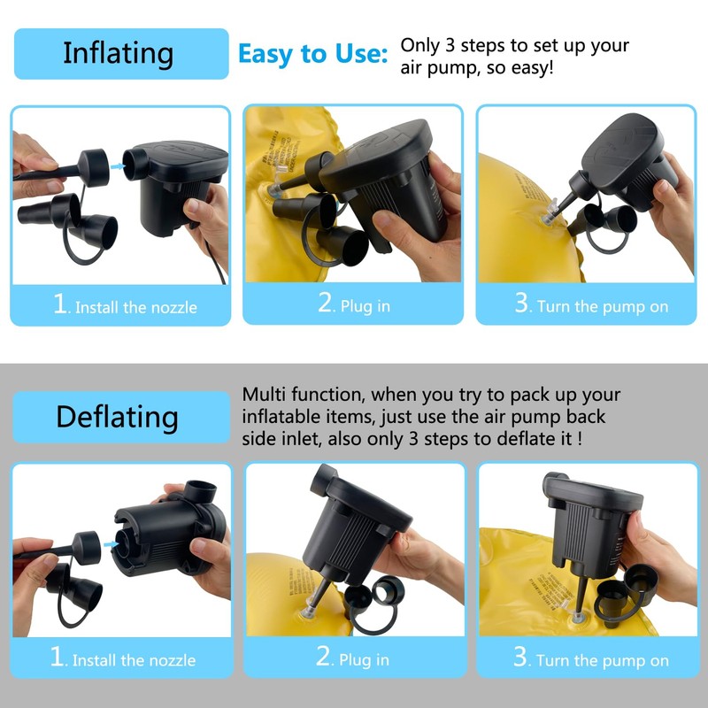 Newpol Inflatable Bed Pump(AC:110-120V Power Plug), Electric Air Pump with