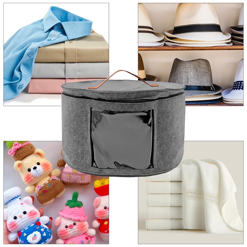 Foldable Hat Storage Box, Round Hat Storage Hat Box with
