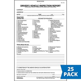 Detailed Driver's Vehicle Inspection Report 25-pk. - Book Format, 2-Ply with Carbon, 5.5" x 8.5" - 31 Sets of Forms Per DVIR Book - Meet FMCSR Requirements - J. J. Keller & Associates