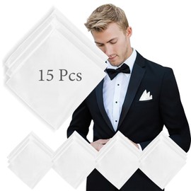 15 Piezas Pañuelo de Hombre, Pañuelo de Bolsillo para Hombre 100% algodón. Pañuelos de Traje de 38 x 38 CM, Se puede utilizar para bodas, reunión de negocios. bordar, teñido anudado, pintura a mano.