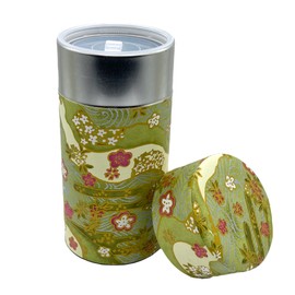 Noguchi Kumataro Chaen, Tea Can, Large Capacity, 7.1 oz (200 g), Washi Pasted, Inner Lid, All Seasons, Green, Made in Japan
