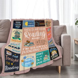 Book Blanket Reading Decor Throw Blanket Comfy Plush Flannel Fleece Warm Soft Fluffy Fuzzy Librarian Blanket Gifts for Book Lover Readers Girls Boys Women Teens Kids for Room Bed Sofa Couch 40"X50"