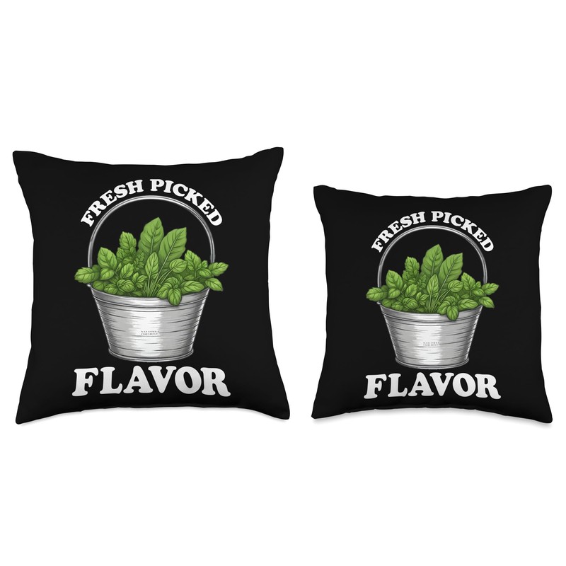 Fresh Picked Basil Bucket Throw Pillow
