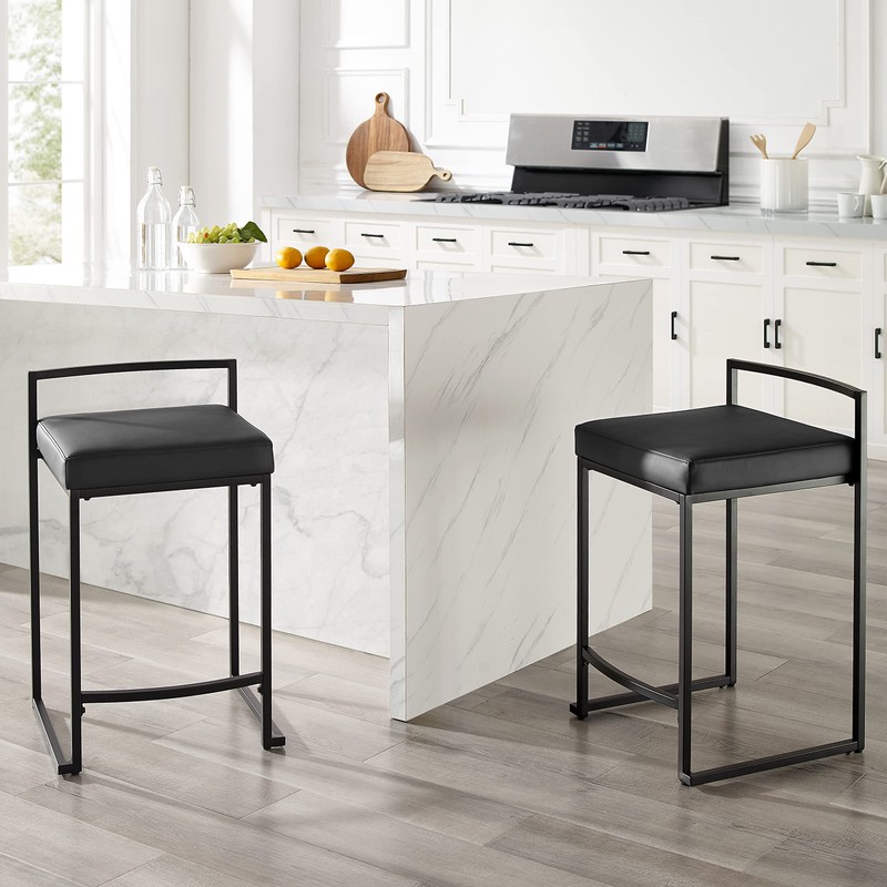 Crosley Furniture Harlowe Counter Stool, Set of 2, Matte Black