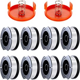 8 Pack AF-100 Strimmer Spool Compatible with Black&Decker Auto-Feed Grass Trimmer Line,Length 30 ft, Diameter 0.065 (8 Spools+2 Cap+2 Spring),by Milale