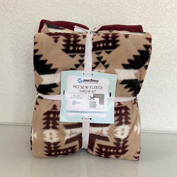 Desert Canyon Tan Anti-Pill Fleece Fabric No-Sew Throw Kit (50"x60")