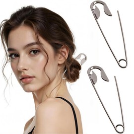 2PCMetal Hair Pins Funny Pin Shape Design Hair Stick Pin French Style Hair Stick Clips Silver for Vintage Hairstyle Accessories