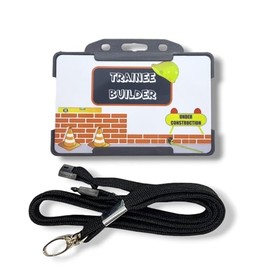 Trainee Builder Roleplay Children's Novelty ID Card & Lanyard - Builder Role play - Construction Pretend Play - Imaginary Play
