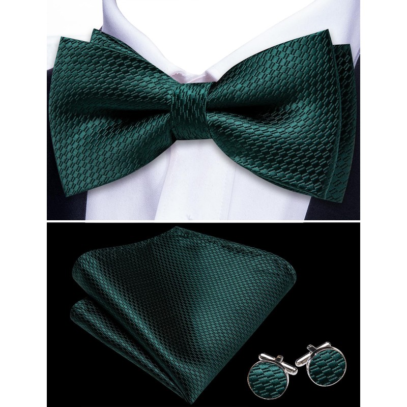 Barry.Wang Emerald Green Bow Ties for Men Pre-tied Bow Tie