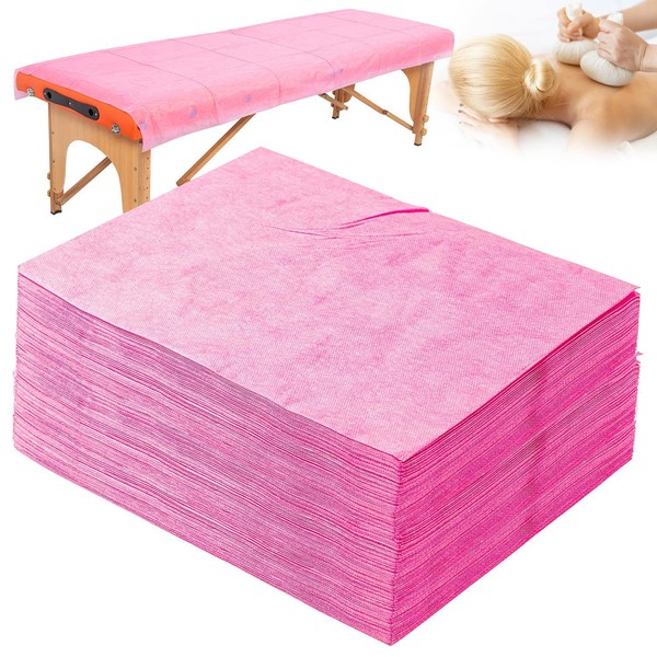 50 PCS 31" X 79"Thick Soft Massage Table Sheets Sets Disposable SPA Bed Sheets Non Woven Fabric Lash Bed Cover (Pink)