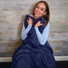 EverSnug Premium Travel Blanket Pillow - Soft 2 in 1 Airplane Blanket with Soft Bag Pillowcase, Hand Luggage Sleeve and Backpack Clip (Navy Blue)