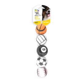 Fancy Pets Juguete Pelotas de Tenis Deportivas para Perros con Squeaker – Set 5 Piezas, 6.5 cm, Caucho y Poliéster