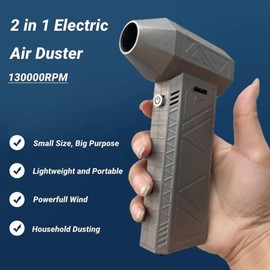 Portable Air Duster, 3 Gear Adjustable Jet Dry Blower, 130000RPM Compressed Air Duster, USB-C Rechargeable 8000mAh Keyboard Vacuum Cleaner