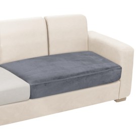 NAISI Couch Cushion Covers 1 Piece Velvet Stretch Loveseat Cover or 2 Seat Sofa Cover Soft Individual Couch Covers for Sectional Sofa(1 PC for 2-Seat Cushion or Loveseat,Dark Grey)