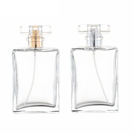 YORROR 2 Pack Clear Glass Perfume Atomizer,100ml Empty Refillable Perfume Spray Bottle for Men and Women,Portable Fragrance Fine Mist Spray Bottle Perfume Dispenser for Travel (Gold+Silver)