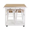 Casual Home Breakfast Cart with Drop-Leaf Table, White