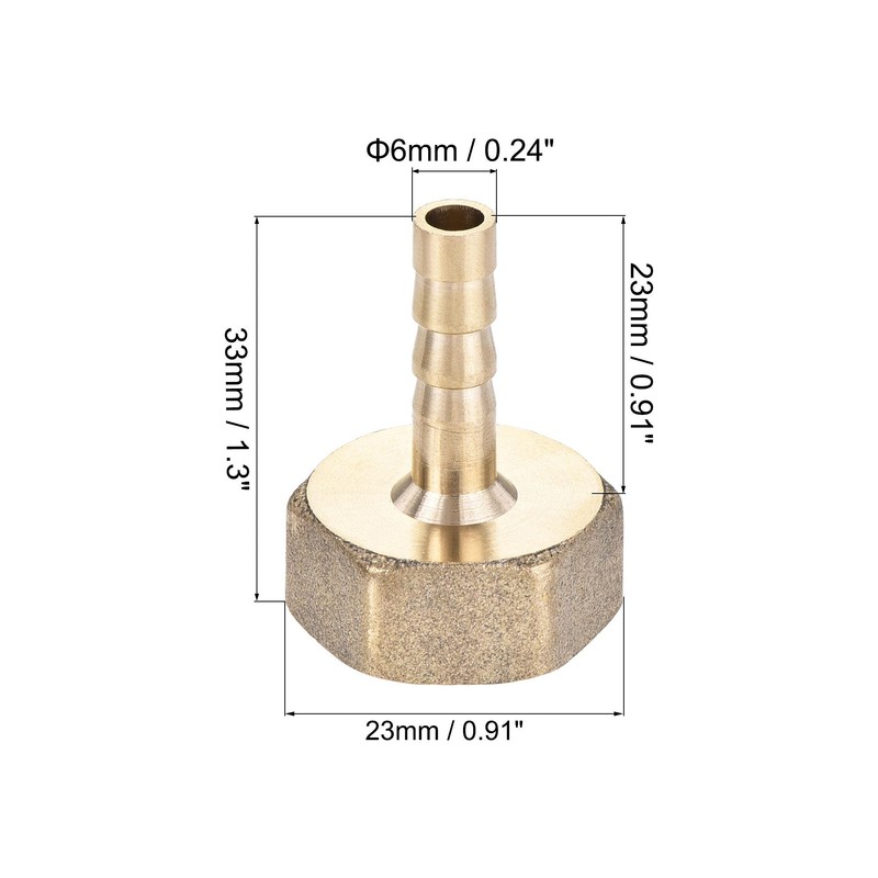 sourcing map Brass Barb Hose Fitting Connector Adapter 6mm Barbed