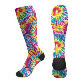 LUMANSITTER Colorful Tie Dye Unisex Compression Stockings 15-20mmhg - Women Running Soccer Socks - Men Compression Socks-For Pregnancy,Nurses,Running,Athletes,Travelers