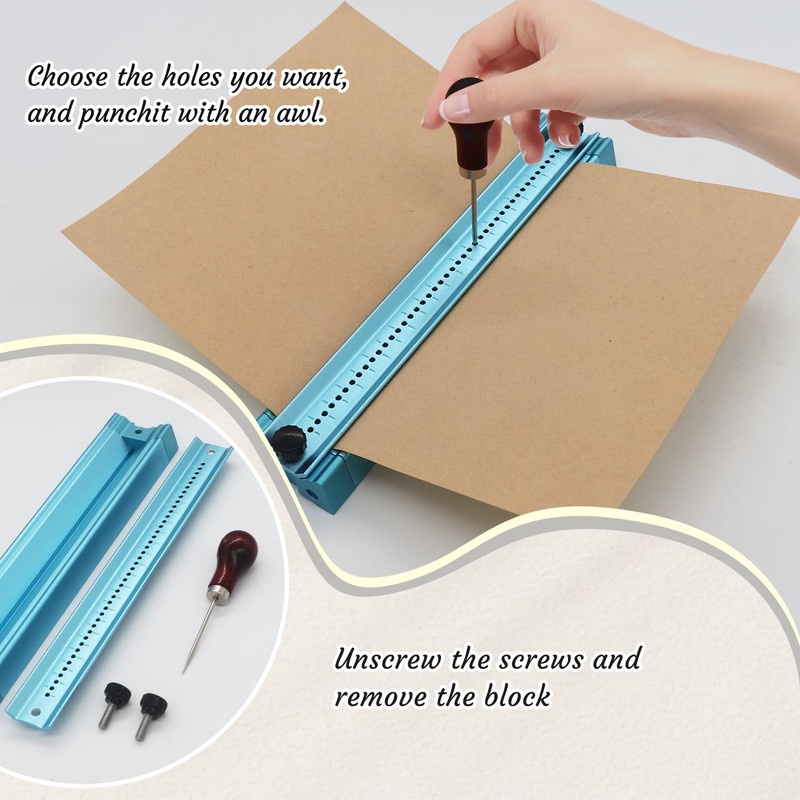 Bookbinding Hole Punching Kit, Complete Set with Awl, Cradle, Aluminum